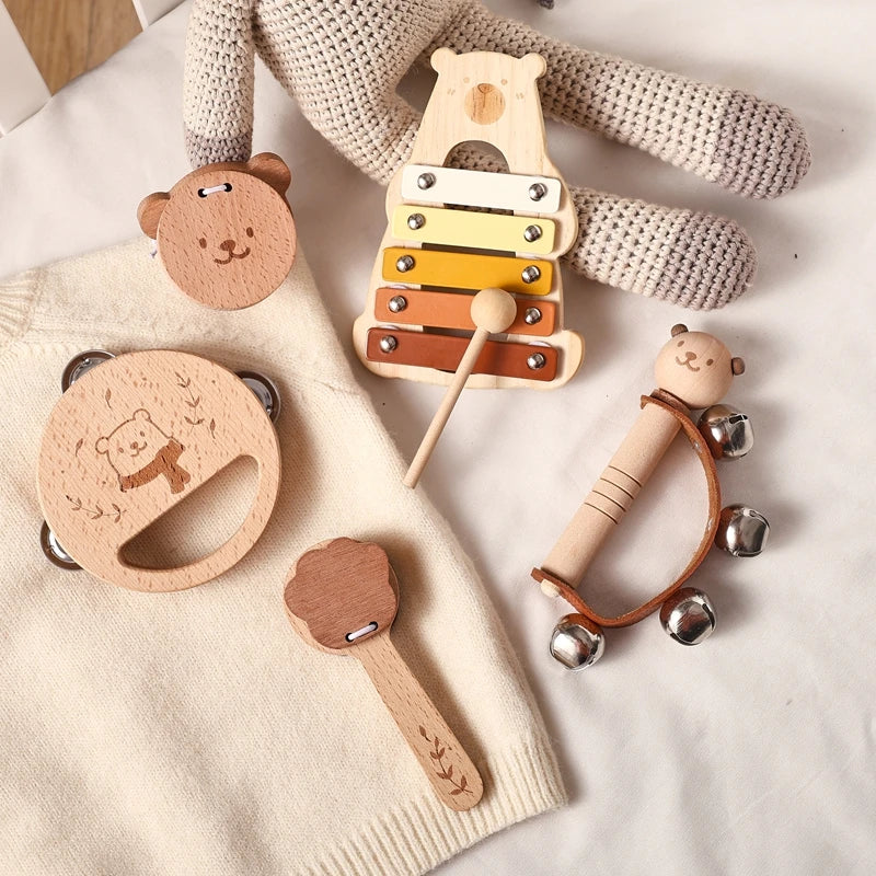 Instrumentos Musicais Montessori de Madeira para Bebês