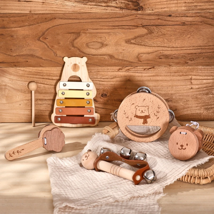 Instrumentos Musicais Montessori de Madeira para Bebês