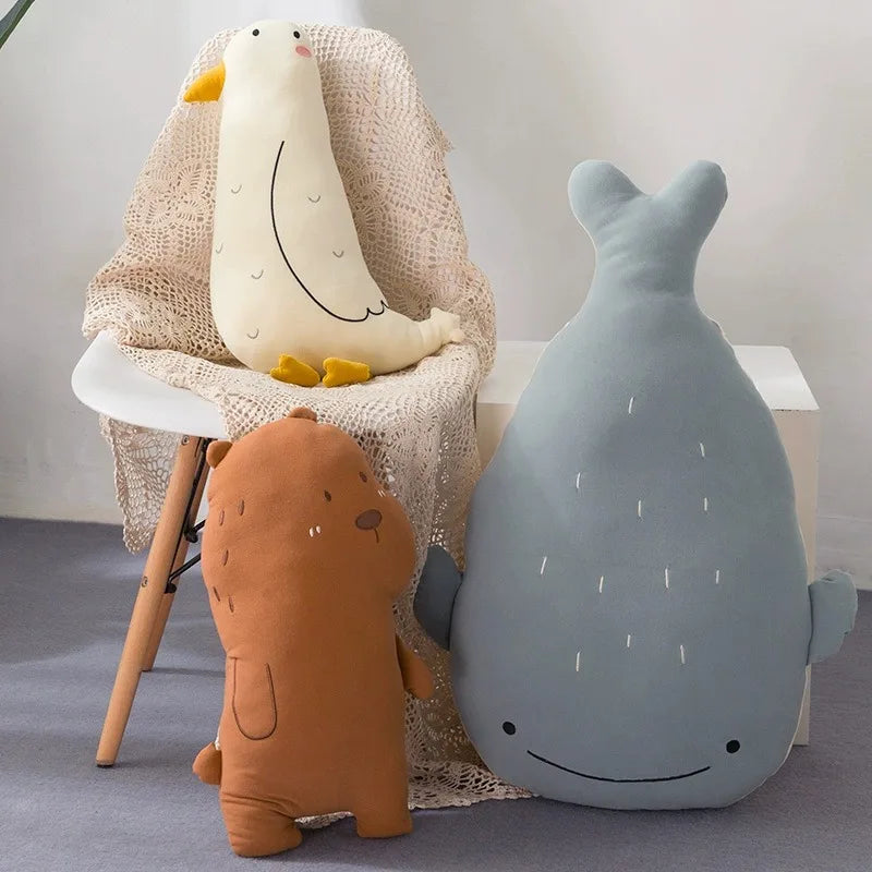 Pelúcia Fofa de Pássaro, Urso e Baleia