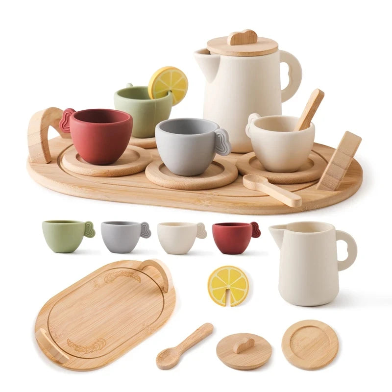 Conjunto de Chá em Silicone e Madeira