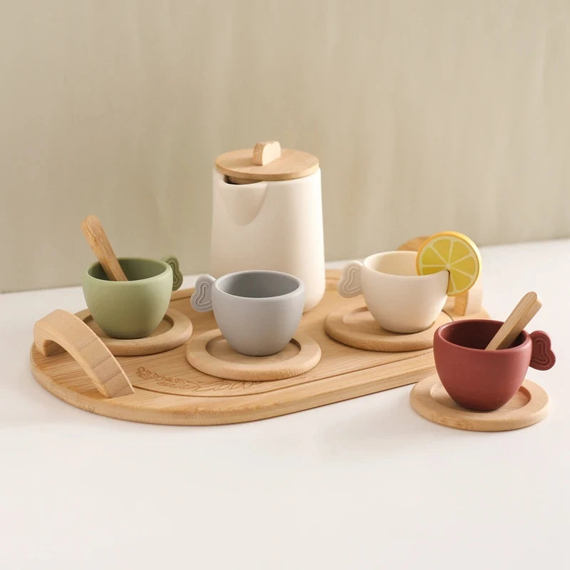 Conjunto de Chá em Silicone e Madeira